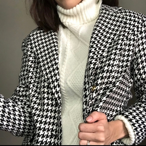 Joan Rivers Checker Houndstooth Blazer jacket Elbows size 8 retro buttons - Picture 10 of 10